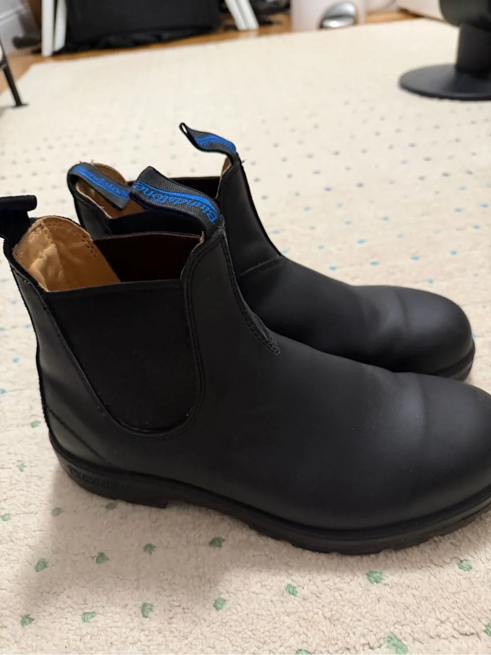Blundstone BL566 Black waterproof Chelsea Boots with Blue Pull Tabs US10 AU9